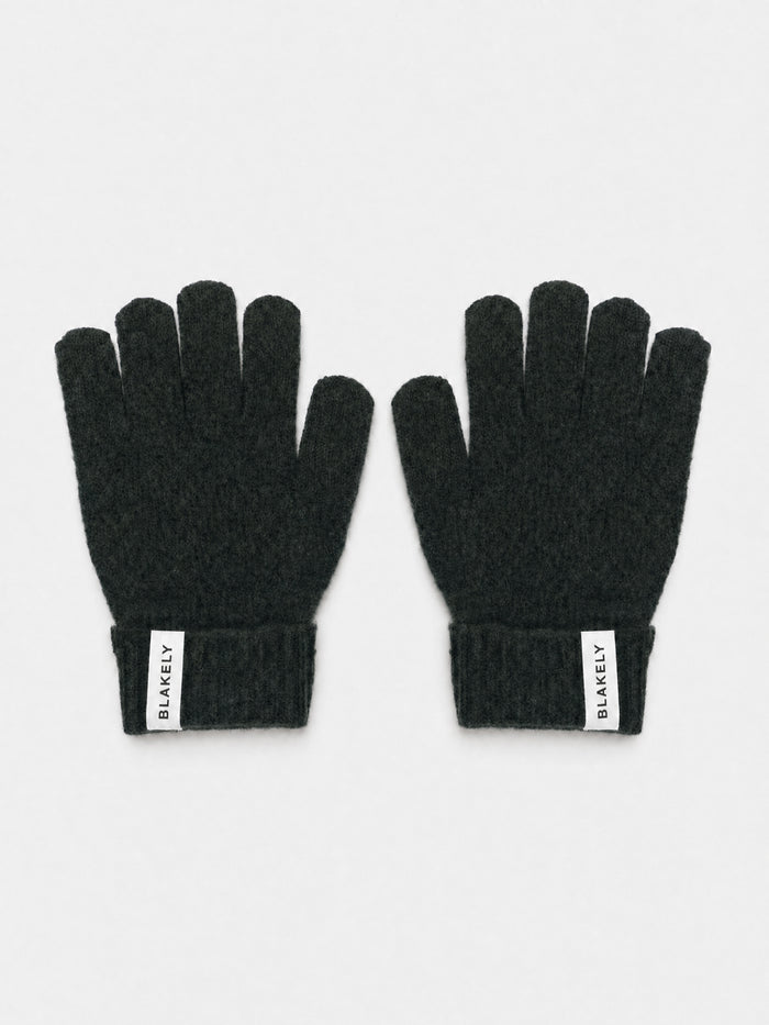 Label Knitted Gloves - Dark Green