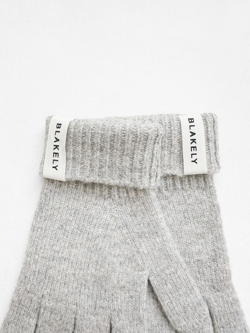 Label Knitted Gloves - Marl Grey
