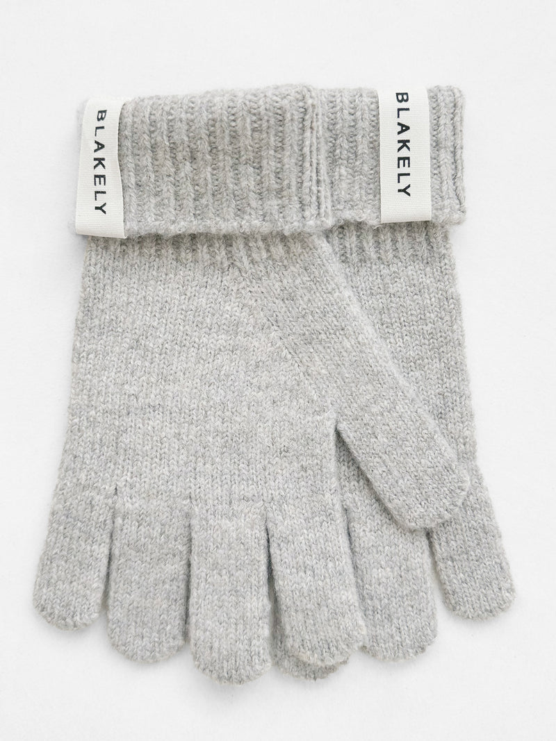 Label Knitted Gloves - Marl Grey