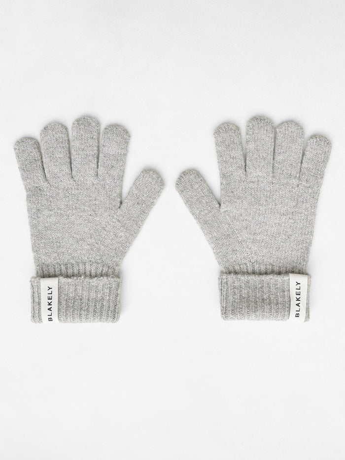 Label Knitted Gloves - Marl Grey