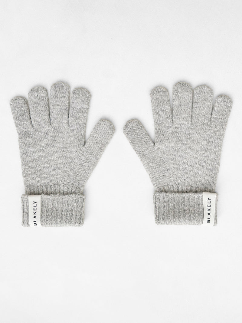 Label Knitted Gloves - Marl Grey