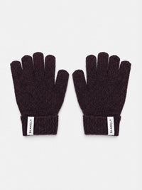 Label Knitted Gloves - Dark Mulberry