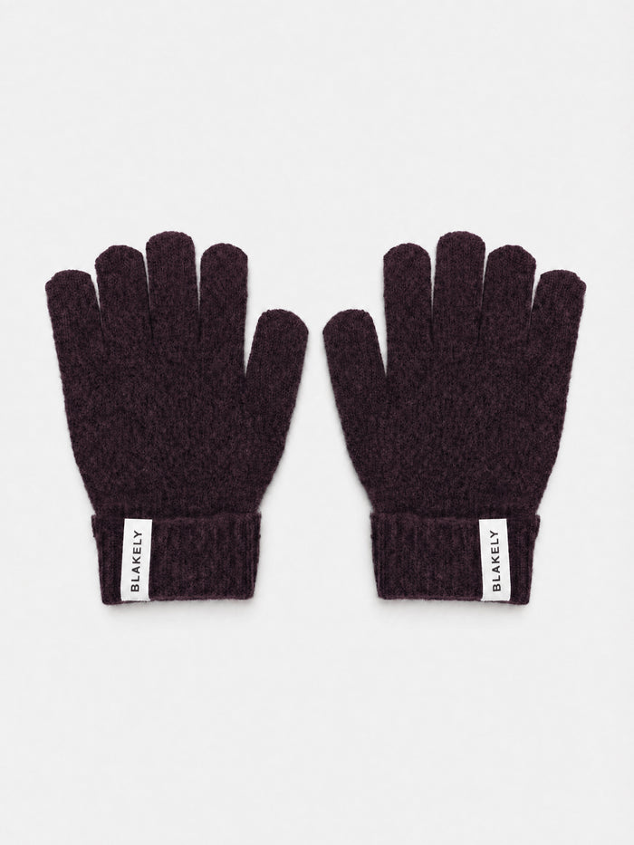 Label Knitted Gloves - Dark Mulberry