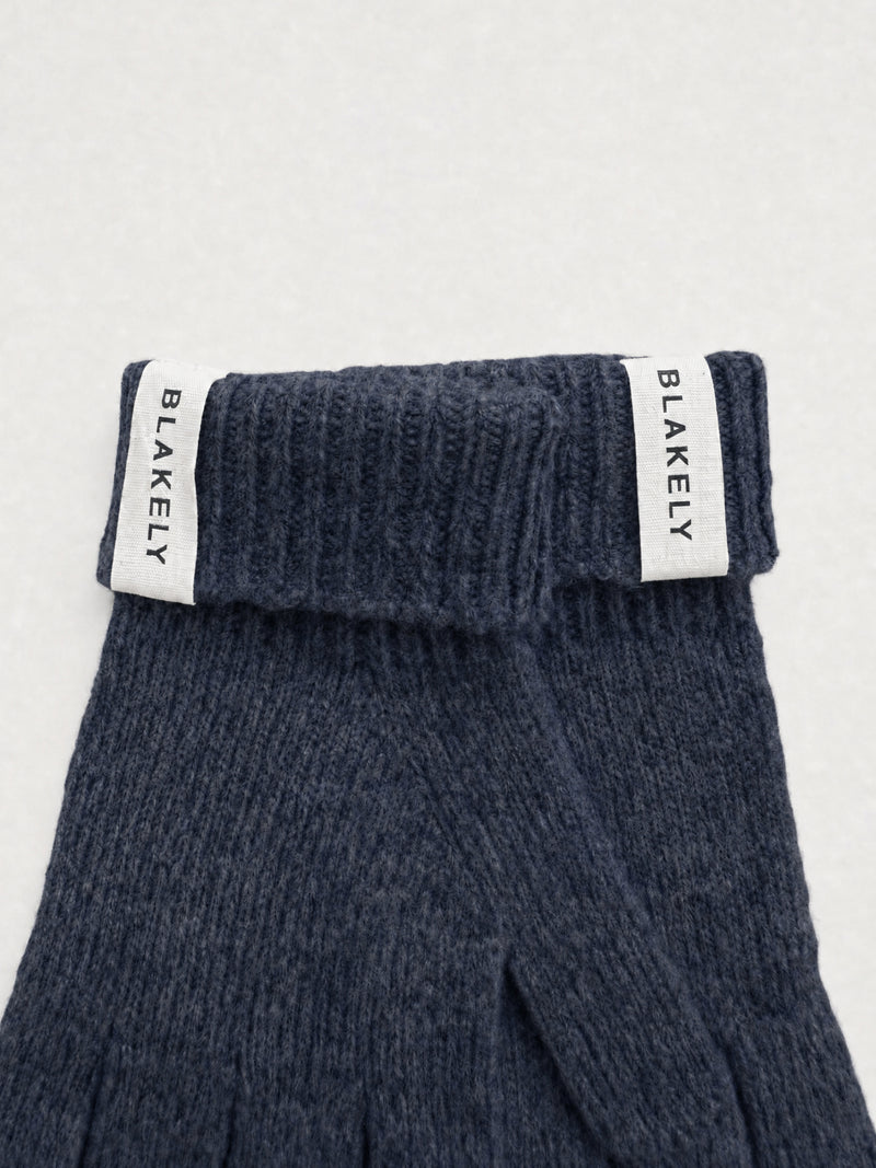 Label Knitted Gloves - True Navy