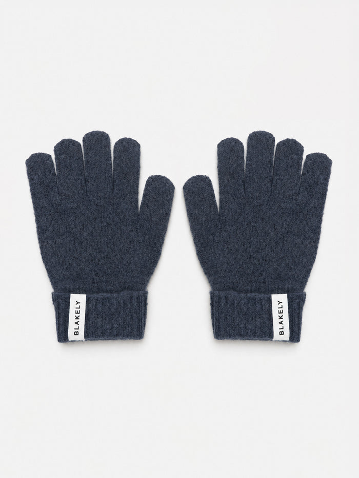 Label Knitted Gloves - True Navy