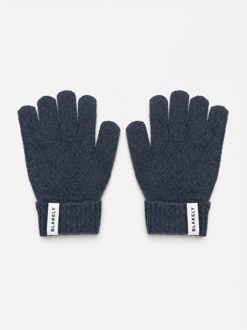 Label Knitted Gloves - True Navy
