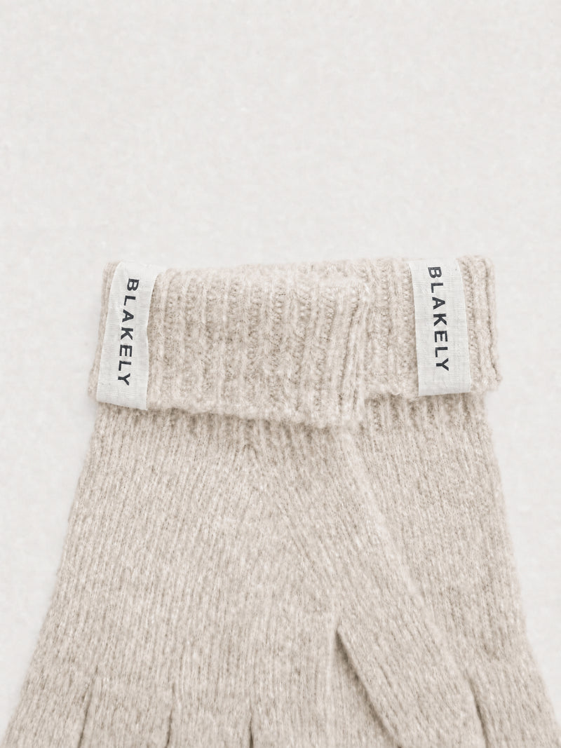 Label Knitted Gloves - Vanilla