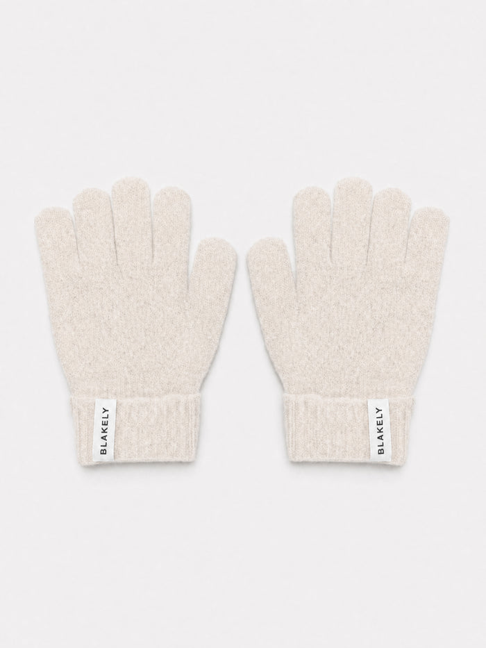 Label Knitted Gloves - Vanilla