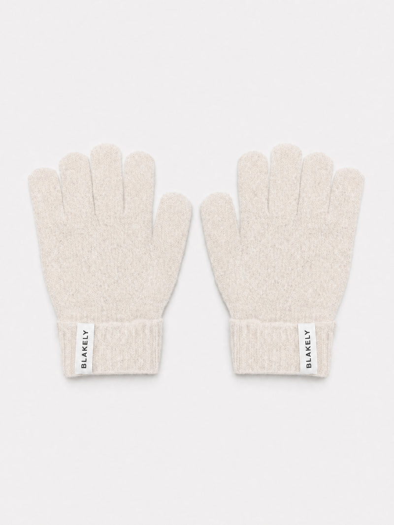 Label Knitted Gloves - Vanilla