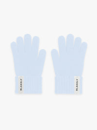 Label Knitted Gloves - Baby Blue