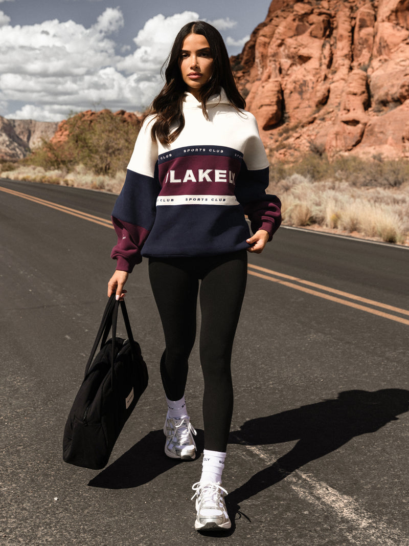 Alpine Oversized Hoodie - Dark Navy & Dark Cherry