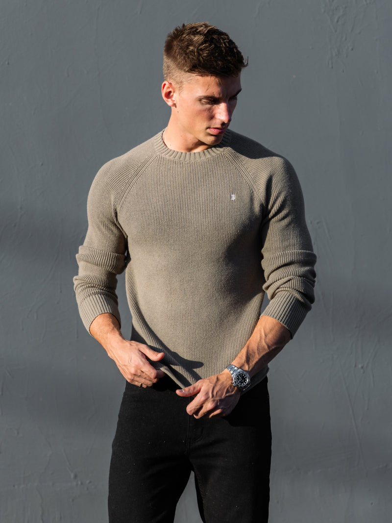 Olton Anchor Knit Jumper - Safari Green