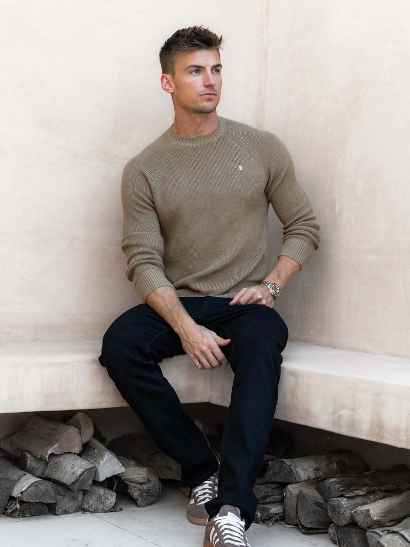 Olton Anchor Knit Jumper - Safari Green