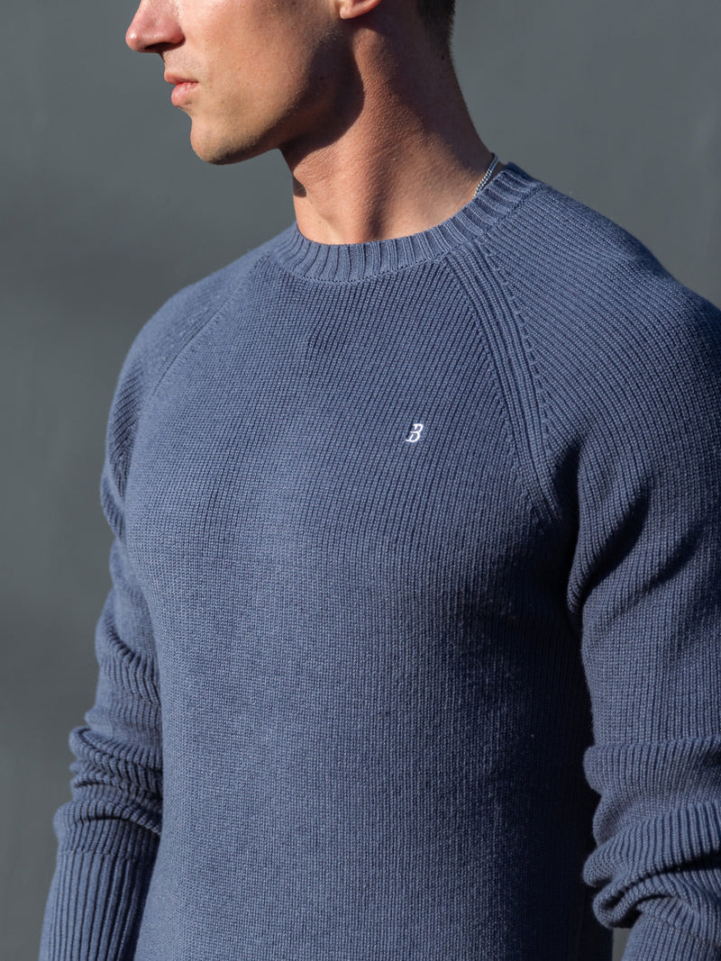 Olton Anchor Knit Jumper - Steel Blue