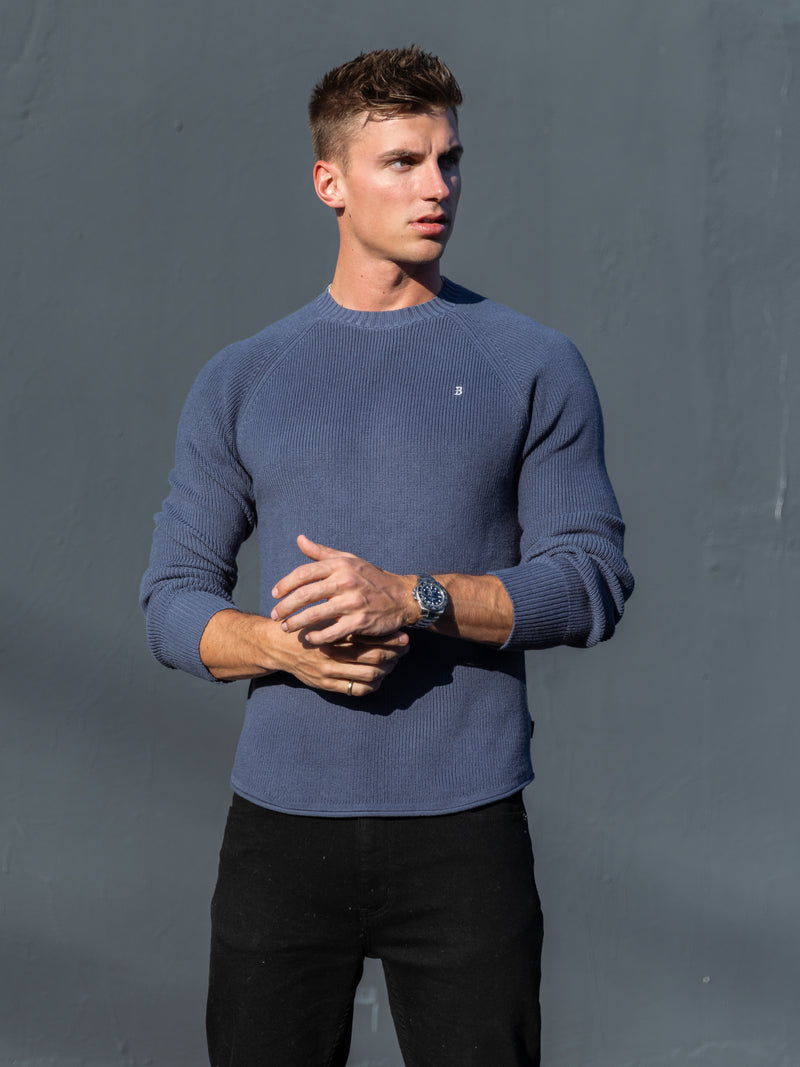 Olton Anchor Knit Jumper - Steel Blue