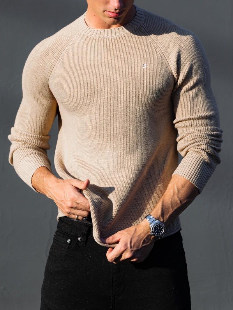 Olton Anchor Knit Jumper - Tan