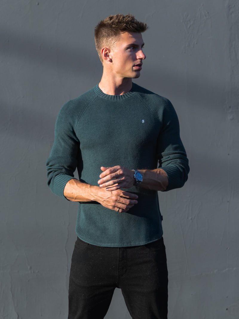 Olton Anchor Knit Jumper - Teal Green