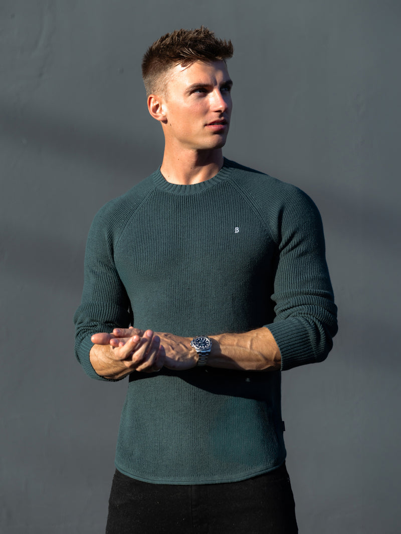 Olton Anchor Knit Jumper - Teal Green