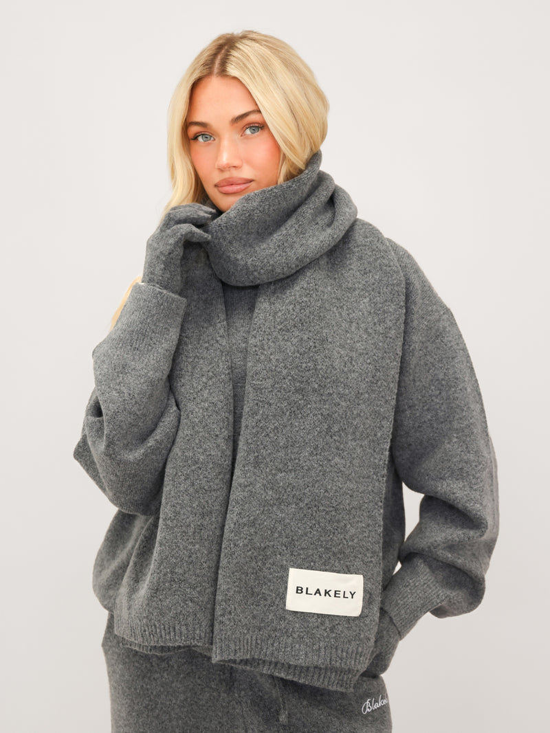Label Knitted Scarf - Marl Charcoal