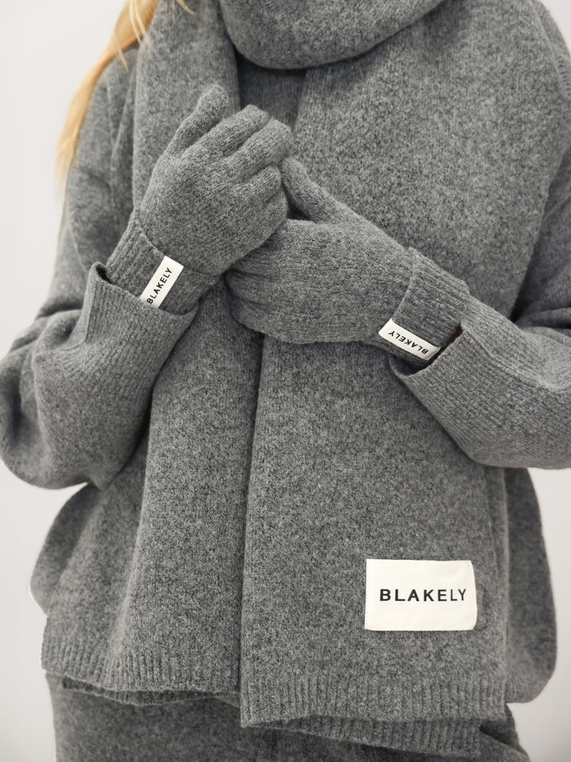 Label Knitted Scarf - Marl Charcoal