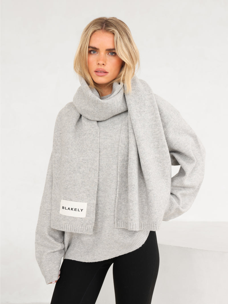 Oversized Knitted Jumper - Marl Grey