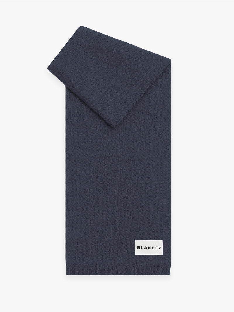 Label Knitted Scarf - True Navy
