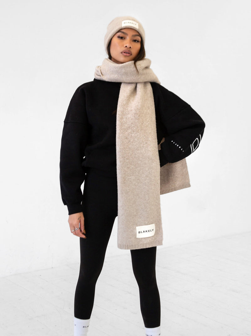Label Knitted Scarf - Toasted Taupe