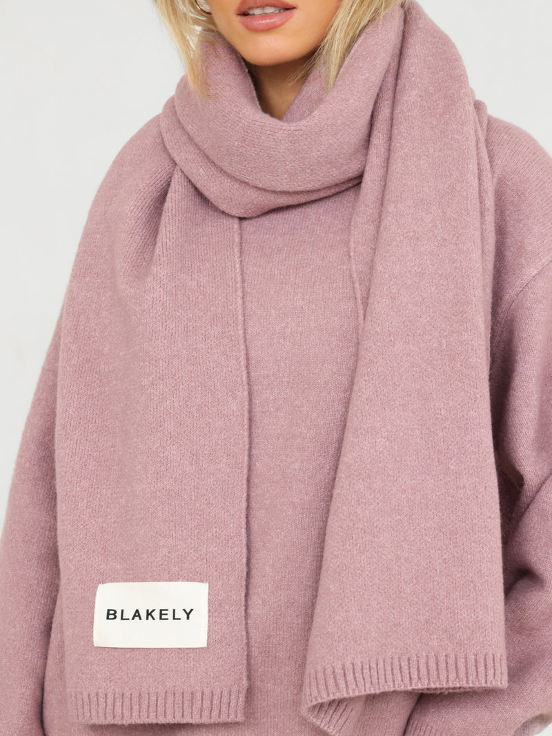 Oversized Knitted Hoodie - Dusty Pink