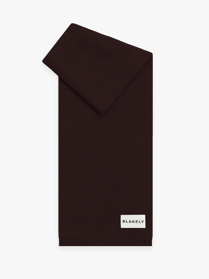 Label Knitted Scarf - Dark Mulberry
