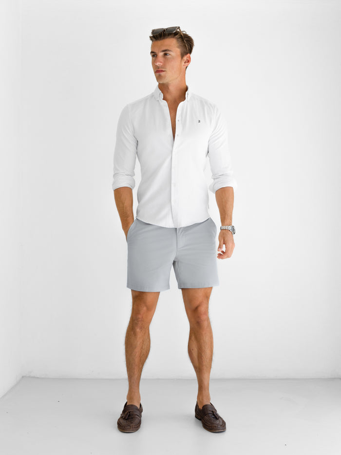 Conrad Stretch Chino Shorts - Light Grey