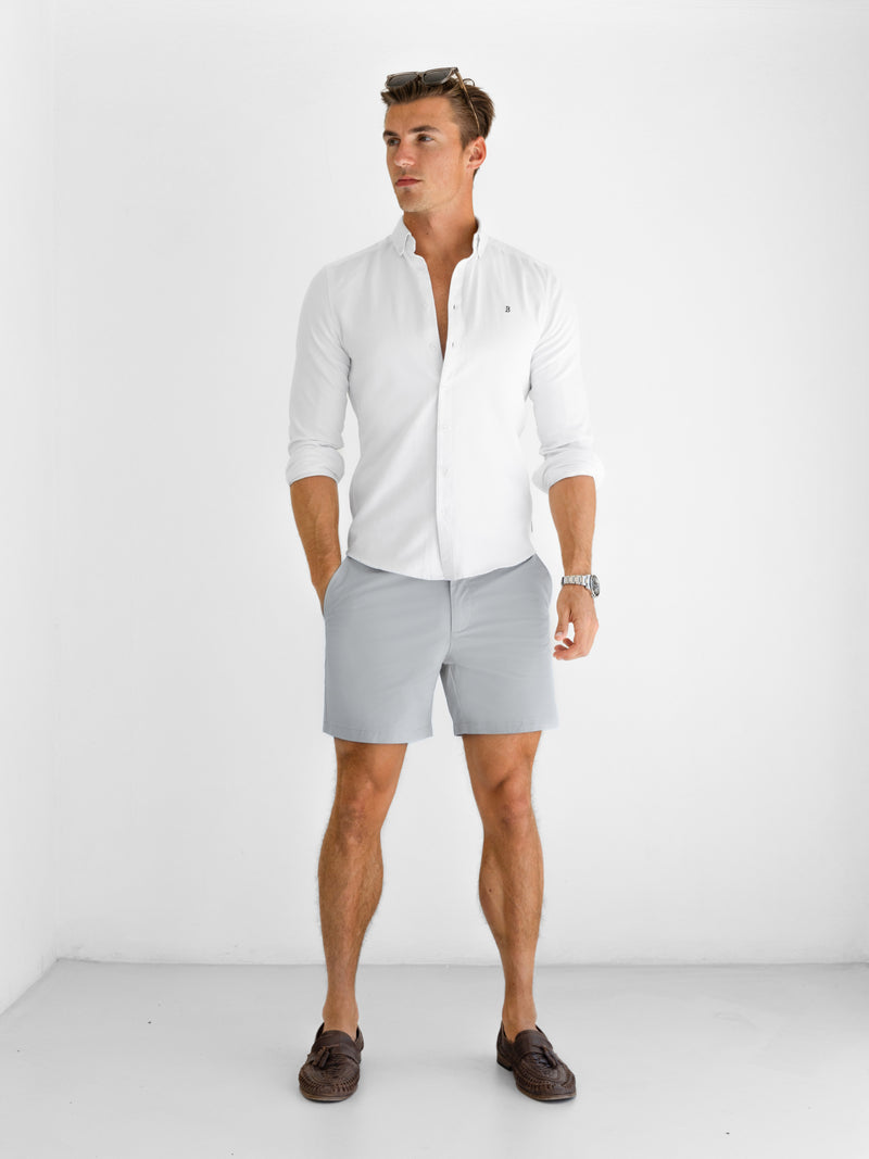 Conrad Stretch Chino Shorts - Light Grey