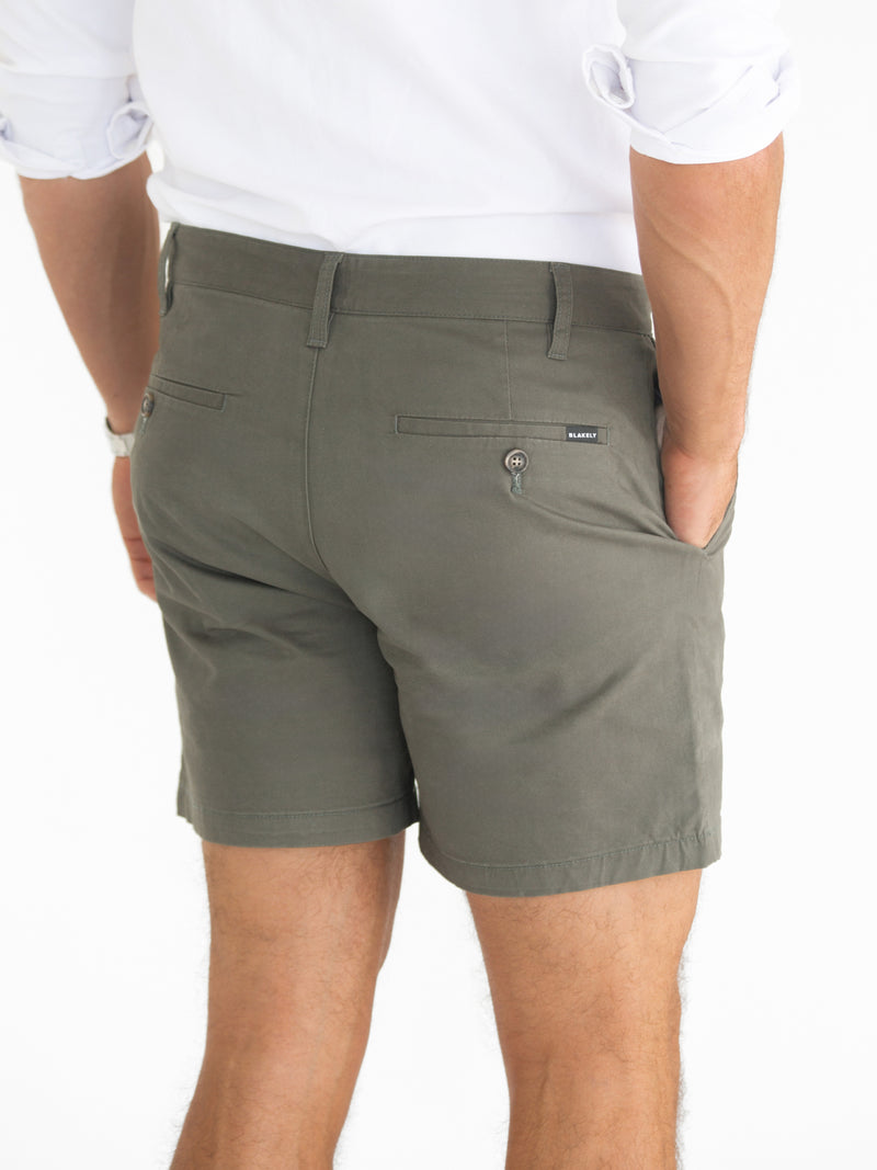 Conrad Stretch Chino Shorts - Safari Green