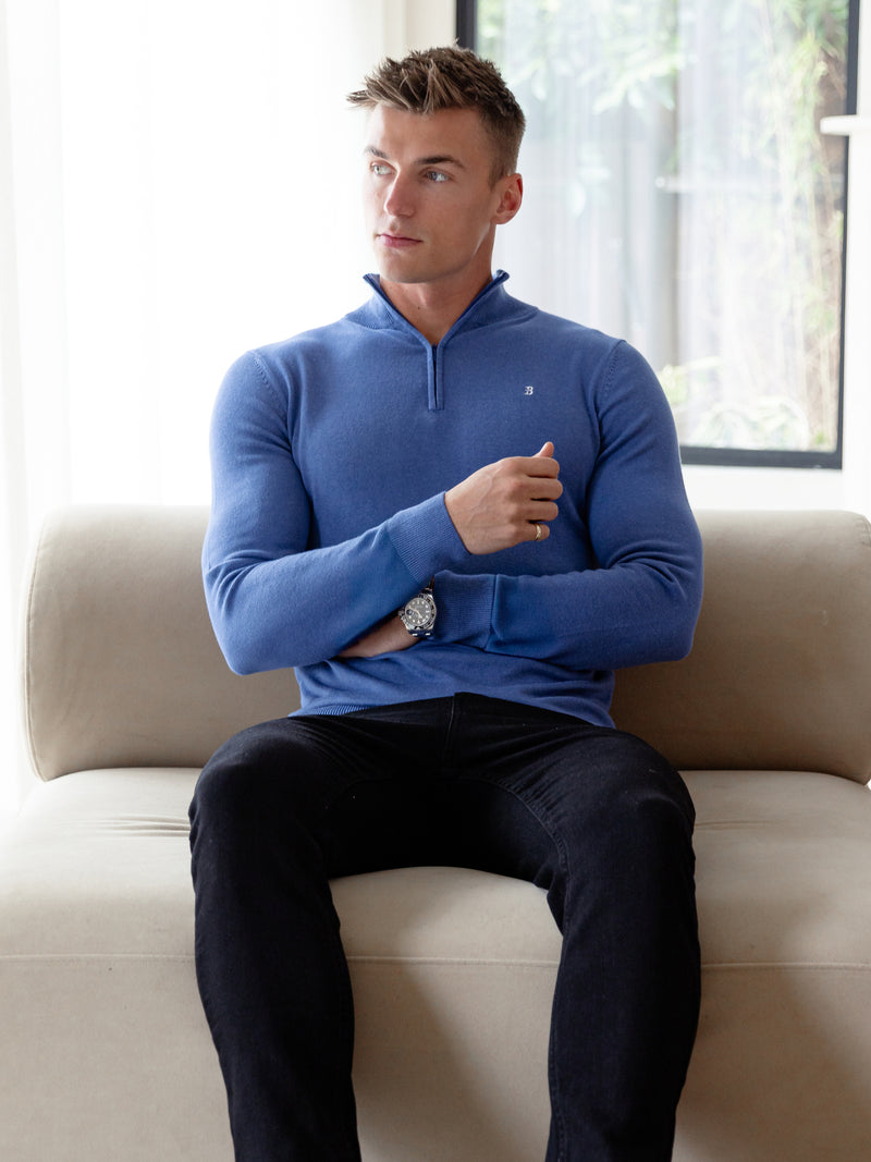 Oxbridge 1/4 Zip Jumper - Blue