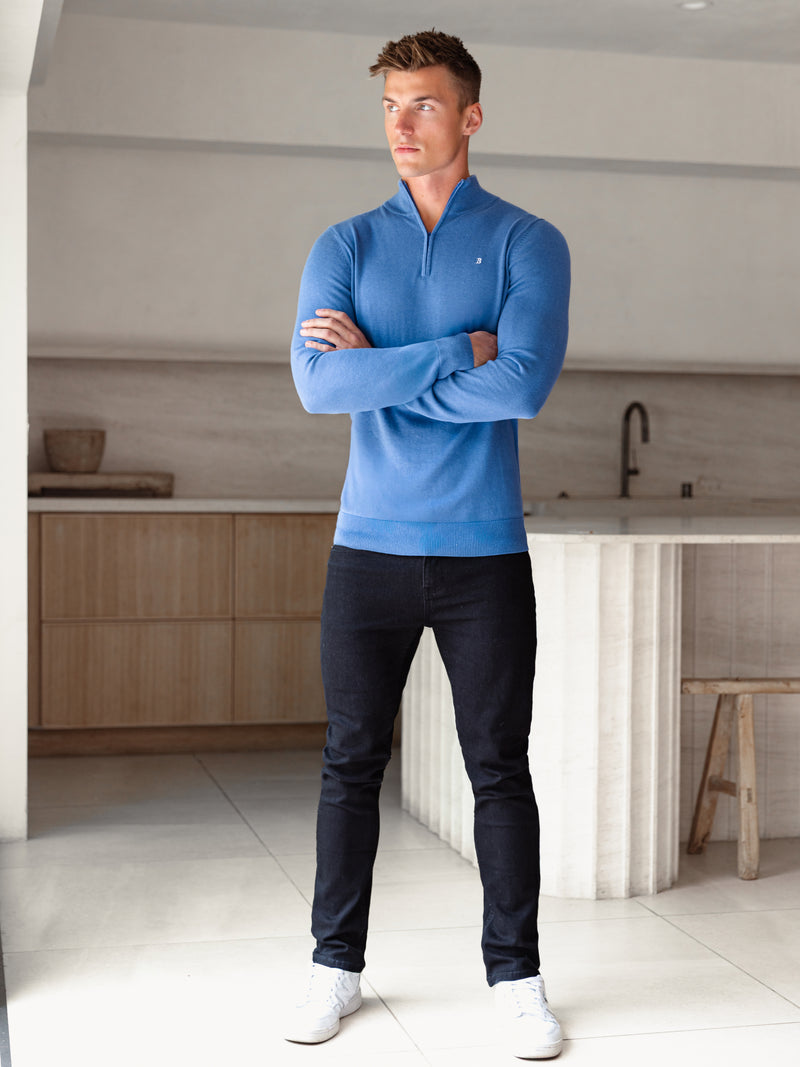 Oxbridge 1/4 Zip Jumper - Blue