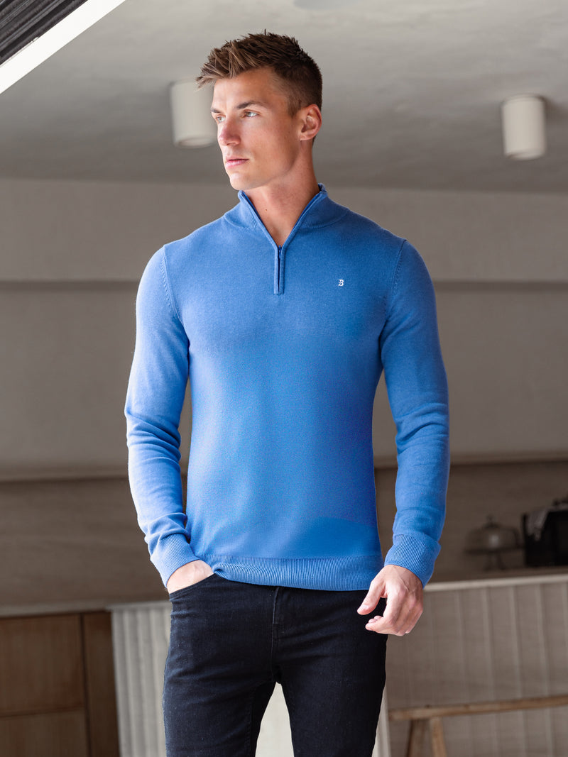 Oxbridge 1/4 Zip Jumper - Blue