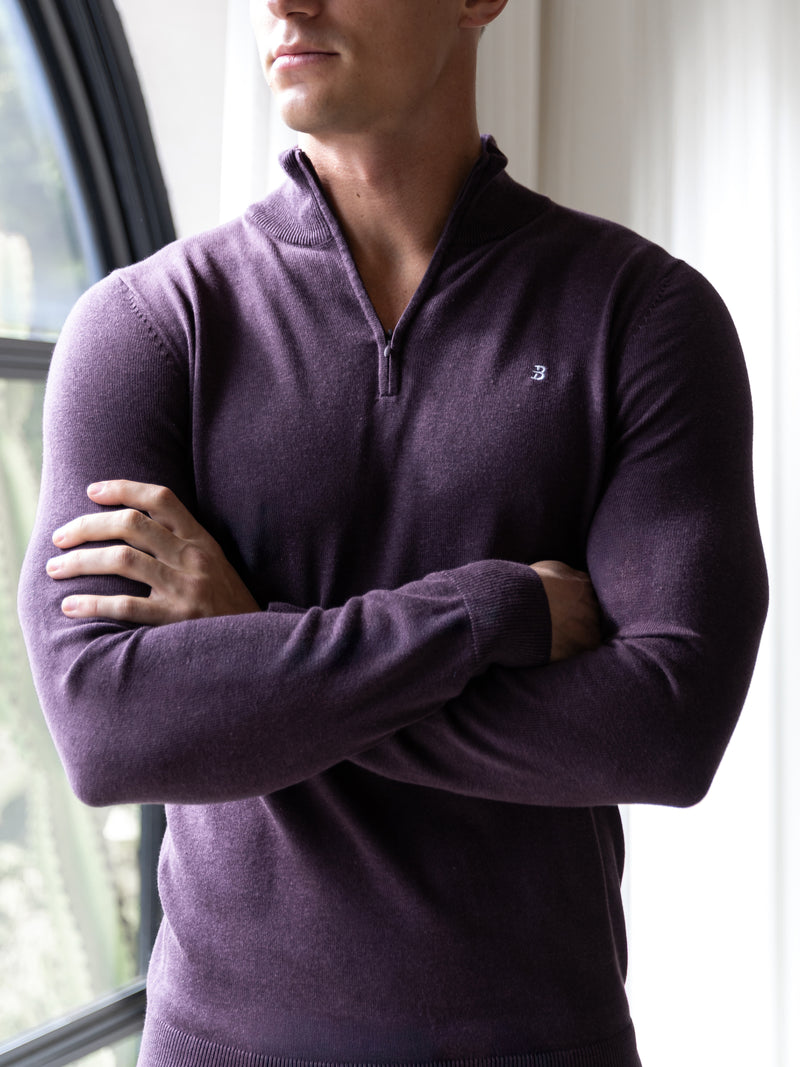 Oxbridge 1/4 Zip Jumper - Plum