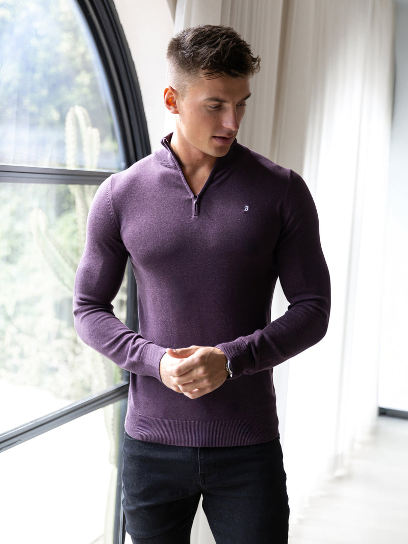 Oxbridge 1/4 Zip Jumper - Plum