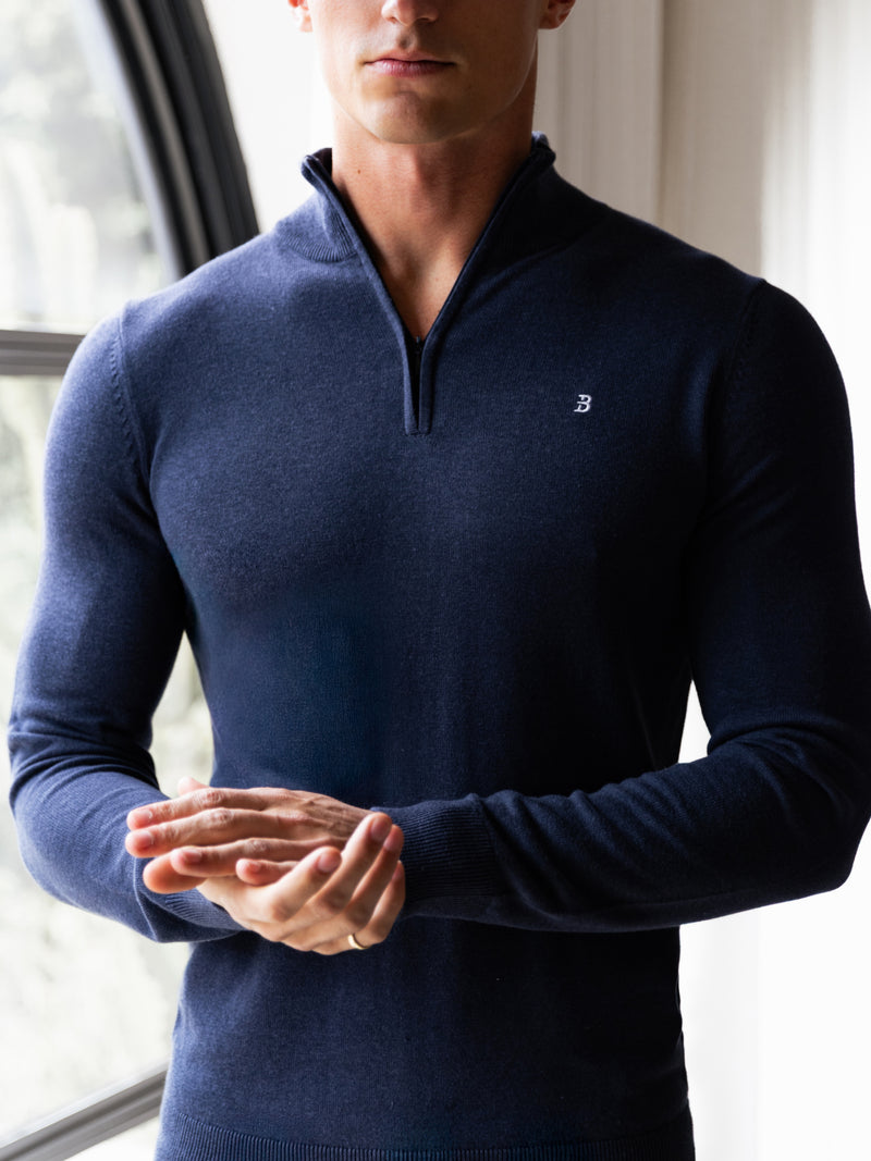 Oxbridge 1/4 Zip Jumper - True Navy
