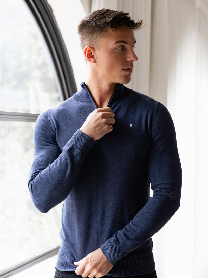 Oxbridge 1/4 Zip Jumper - True Navy