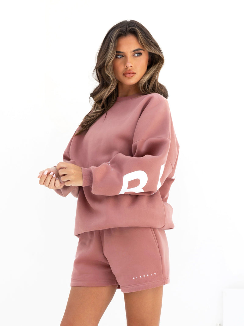 Isabel Jumper & Jogger Shorts Set - Blush Brown