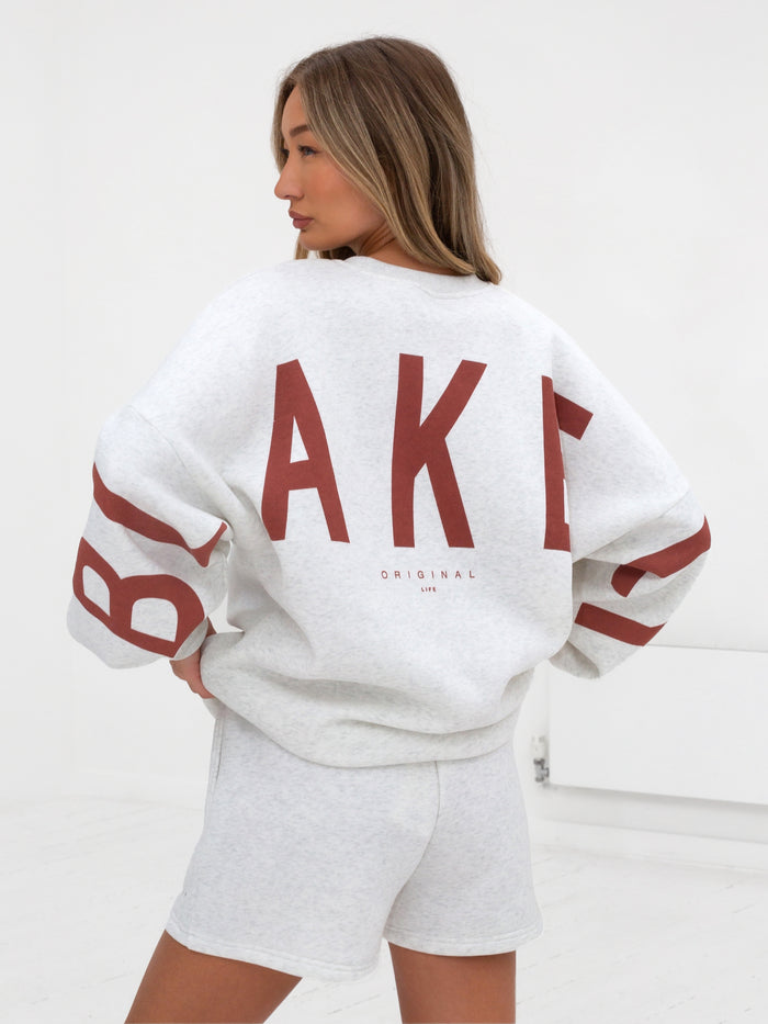 Isabel Oversized Jumper - Marl White & Rust Red