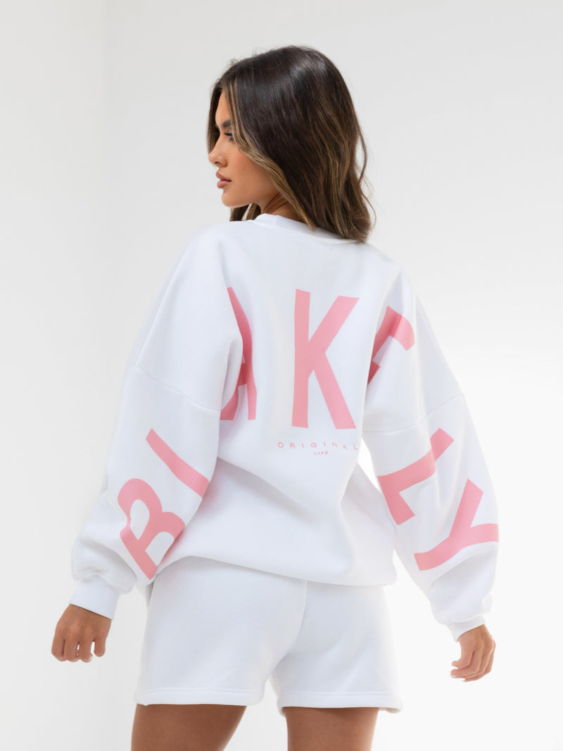 Isabel Jumper & Jogger Shorts Set - White & Pink