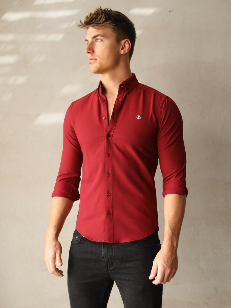 Carter Long Sleeve Shirt - Burgundy