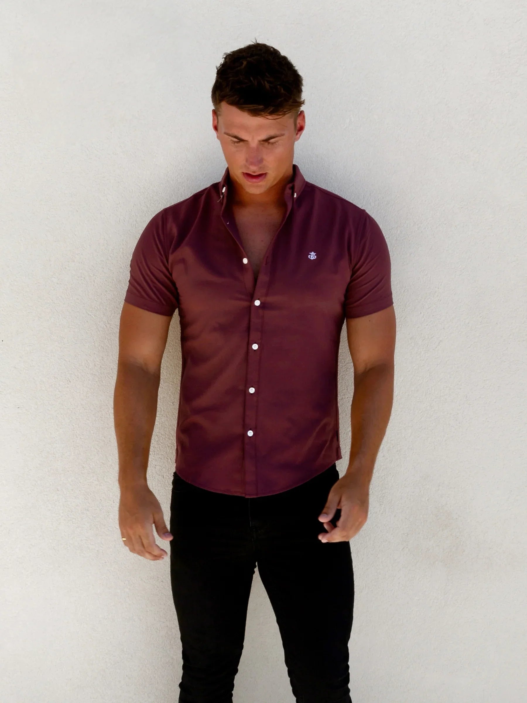 Buy Blakely Burgundy Maidstone Short Sleeve Shirt