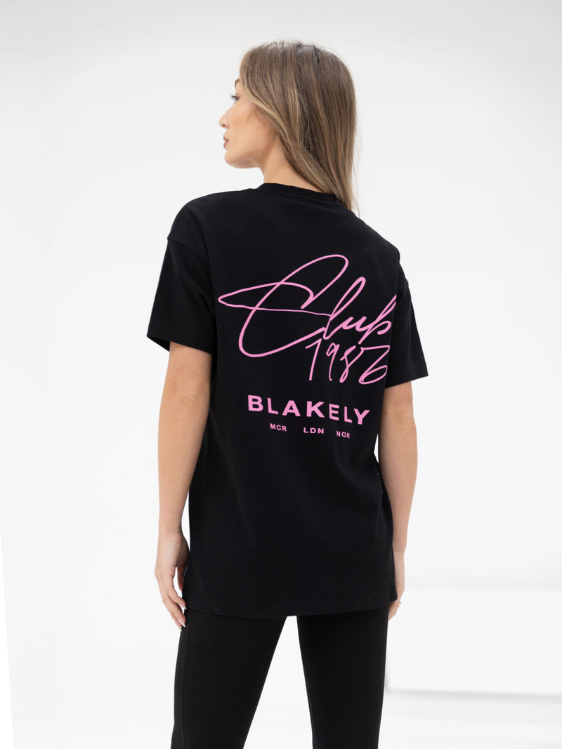 Club Oversized T-Shirt - Black & Pink