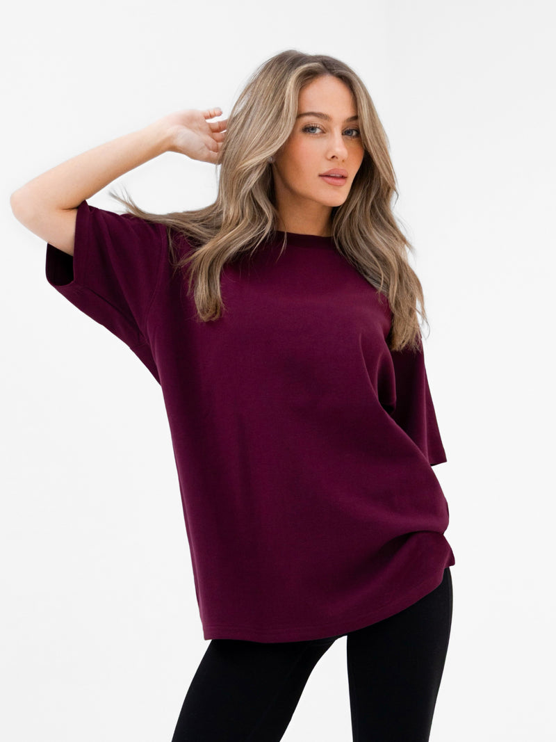 Isabel Oversized T-Shirt - Burgundy