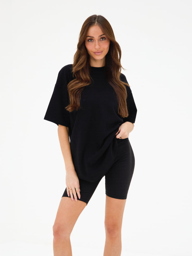 Isabel Oversized T-Shirt - Black & Light Tan