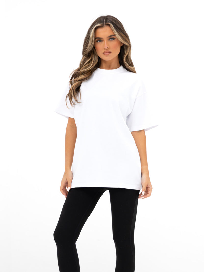 Isabel Oversized T-Shirt - White & Aqua