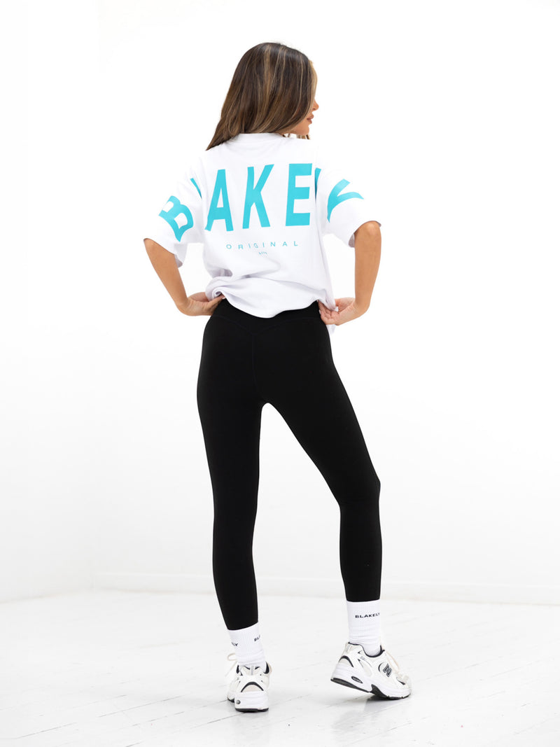 Isabel Oversized T-Shirt - White & Aqua