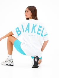 Isabel Oversized T-Shirt - White & Aqua
